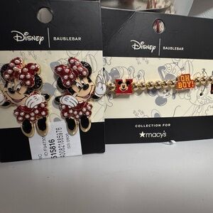 Disney Baublebar Parade Minnie Mouse Ballon Earrings And Matching Bracelet